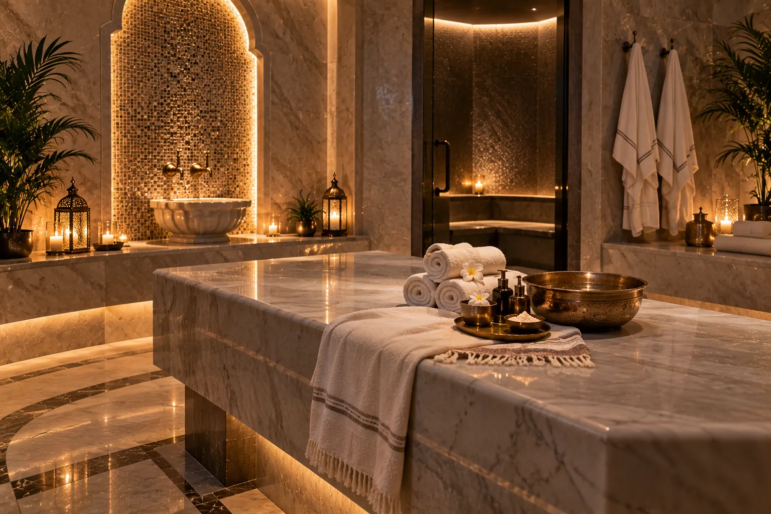 Moroccan bath and hammam room at Prism Spa Business Bay